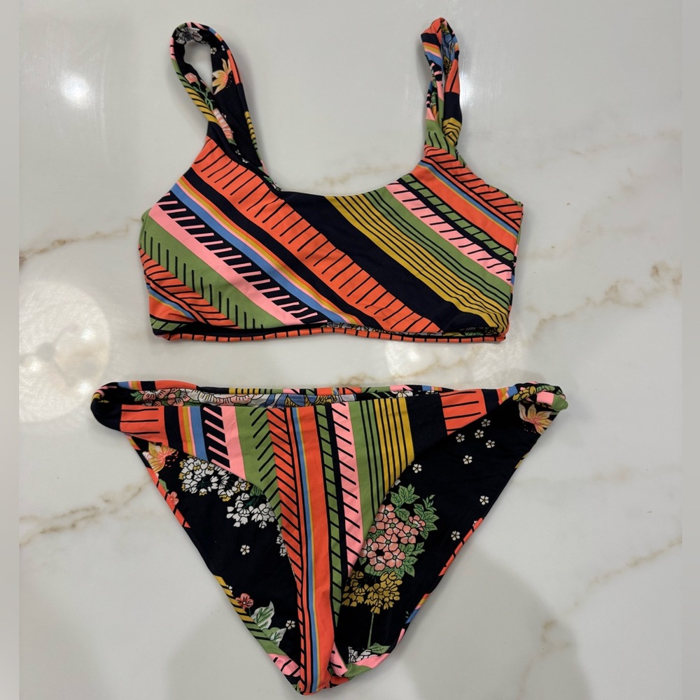 Maaji reversible Roman Stripe Suzy Q Top and Bottom